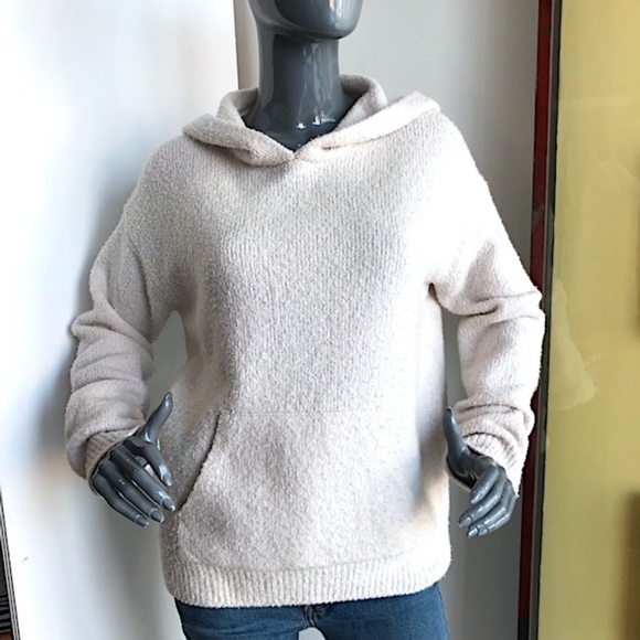 VINCE Textured Wool-Blend Hoodie Pullover Sweater in Ivory NWOT/sz S - Picture 6 of 12